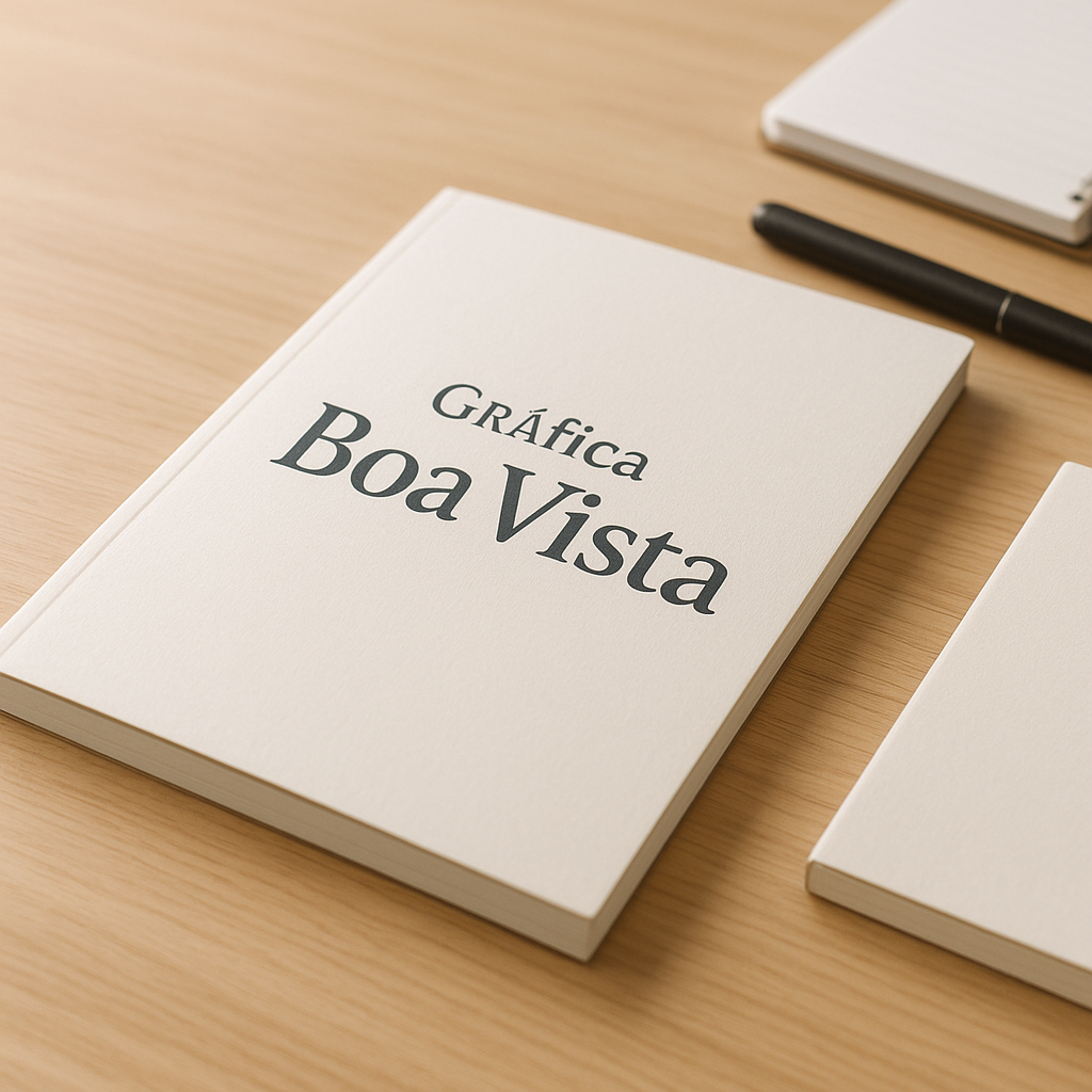 Pilhas de cadernos brochura personalizados em uma gráfica de Curitiba