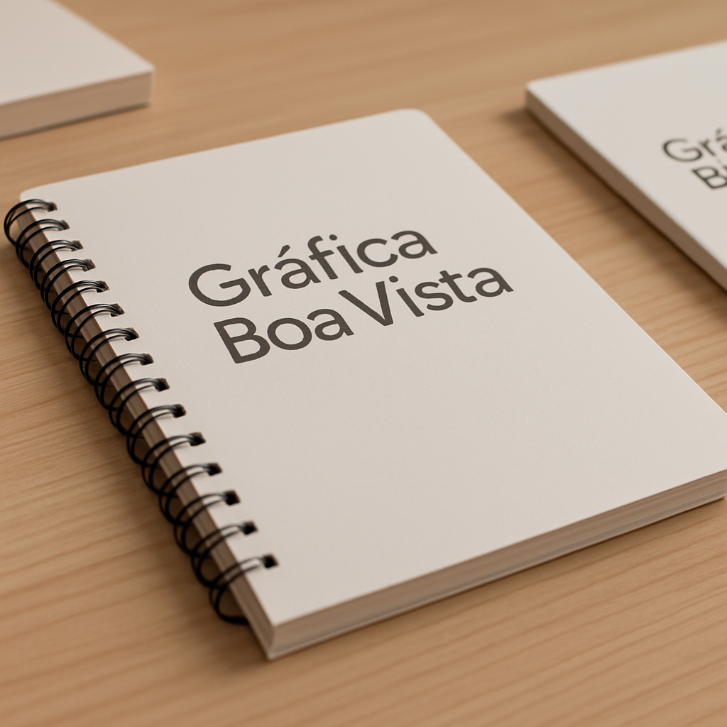 Pilhas de cadernos brochura personalizados em uma gráfica de Curitiba