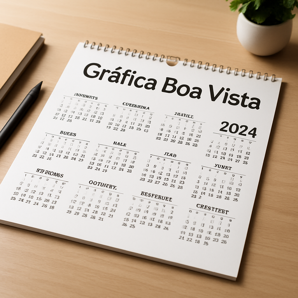 Folhinha de Parede impressa em ambiente de gráfica em Curitiba, com acabamento profissional e visual limpo