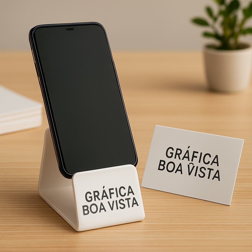 Móbile promocional em uma gráfica de Curitiba, pronto para orçamento e produção.