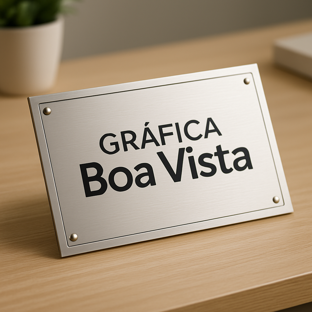 Placa de inauguração sendo preparada em uma gráfica profissional em Curitiba