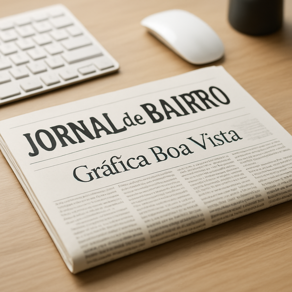 Jornais de bairro impressos em uma gráfica de Curitiba, prontos para retirada