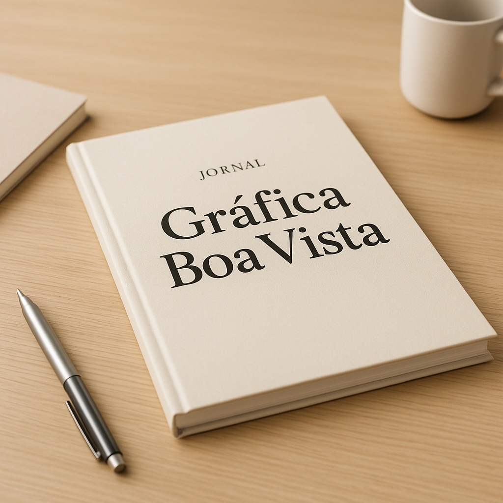 Jornal personalizado sendo conferido em uma gráfica de Curitiba
