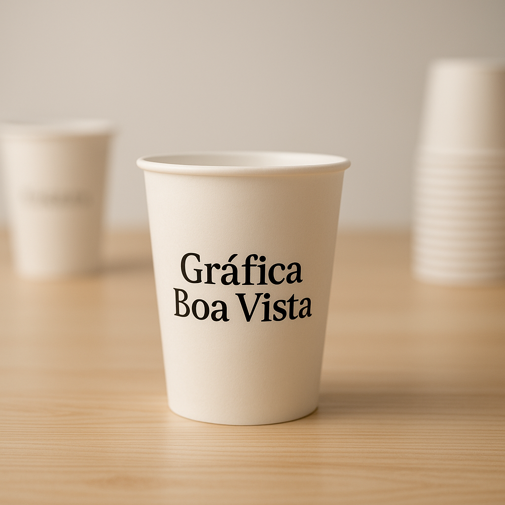 Copo de Papel Personalizado em produção na Gráfica Boa Vista, em Curitiba/PR