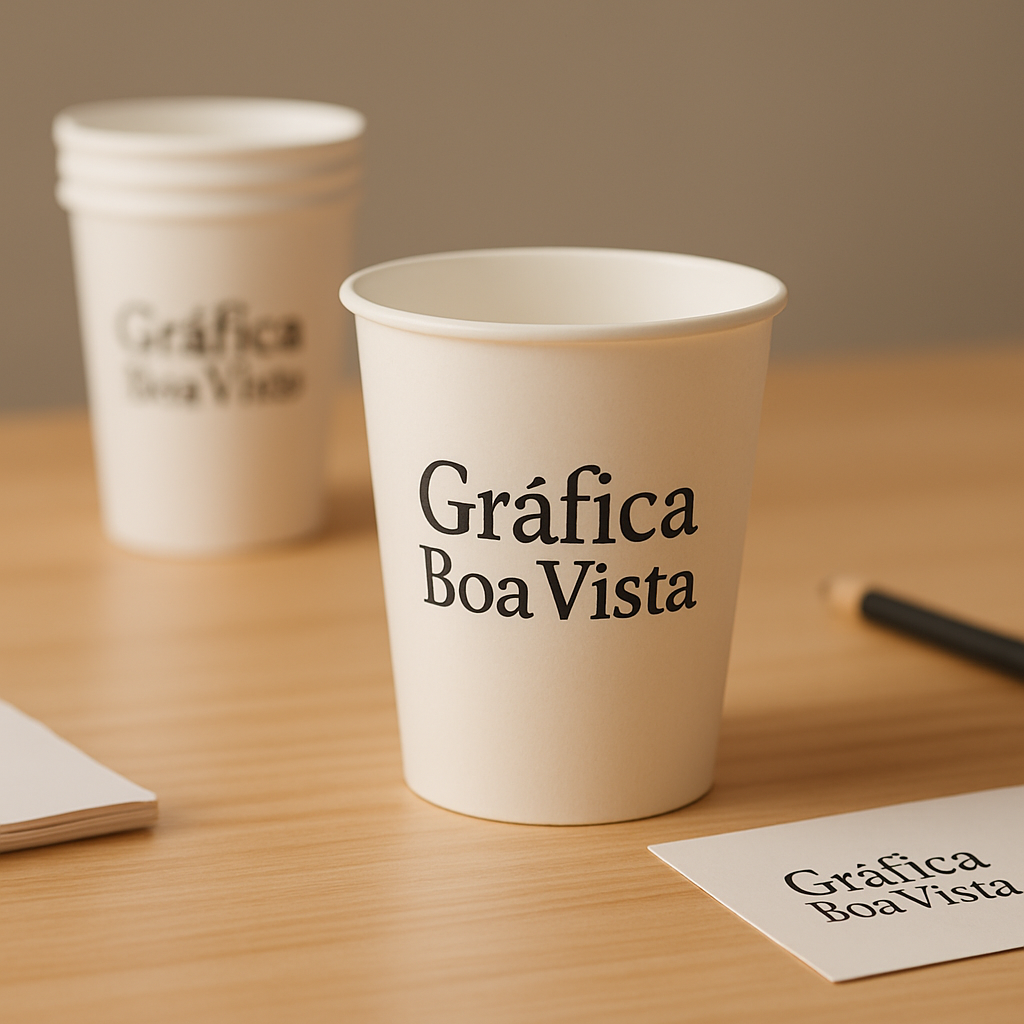 Copo de Papel Personalizado em produção na Gráfica Boa Vista, em Curitiba/PR