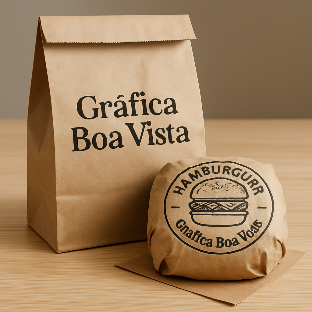 Embalagem personalizada para hambúrguer produzida em gráfica, com visual profissional e acabamento limpo