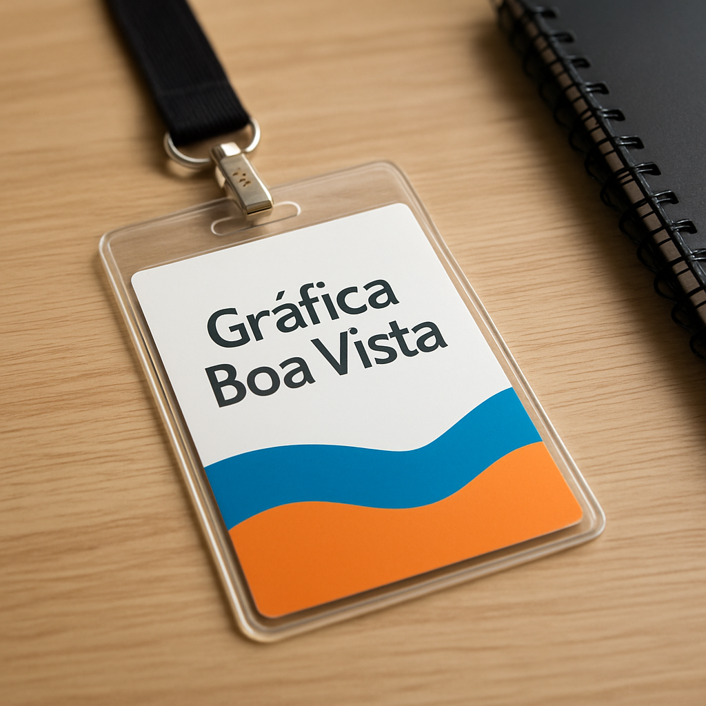 Credenciais para evento produzidas em gráfica em Curitiba, com acabamento profissional e sem texto na imagem
