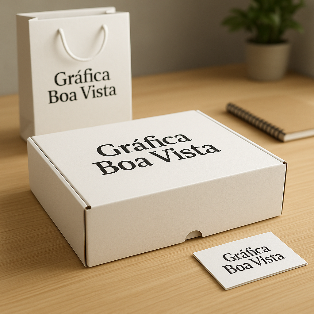 Caixas personalizadas em produção em uma gráfica de Curitiba, com acabamento profissional e ambiente organizado