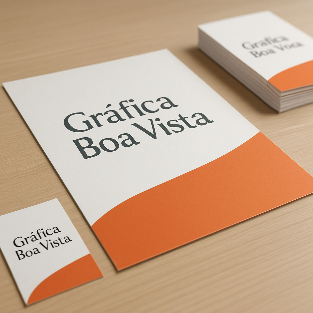 Filipetas impressas sobre uma mesa de gráfica em Curitiba, com aparência profissional