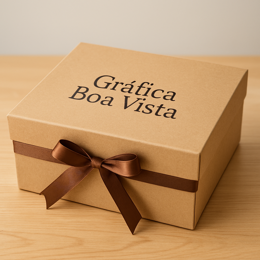 Caixas para presente sendo produzidas em gráfica profissional em Curitiba, com acabamento de qualidade.
