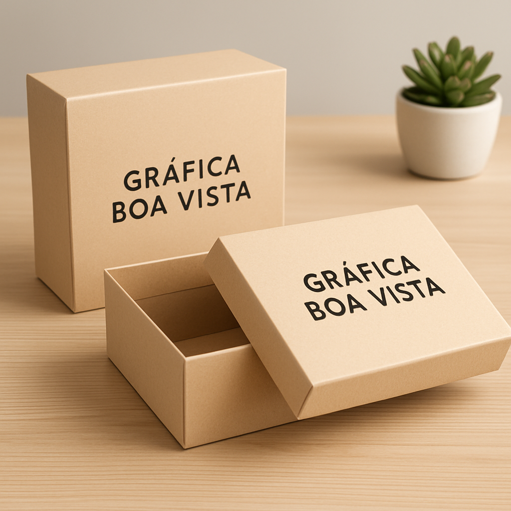 Caixas para presente sendo produzidas em gráfica profissional em Curitiba, com acabamento de qualidade.