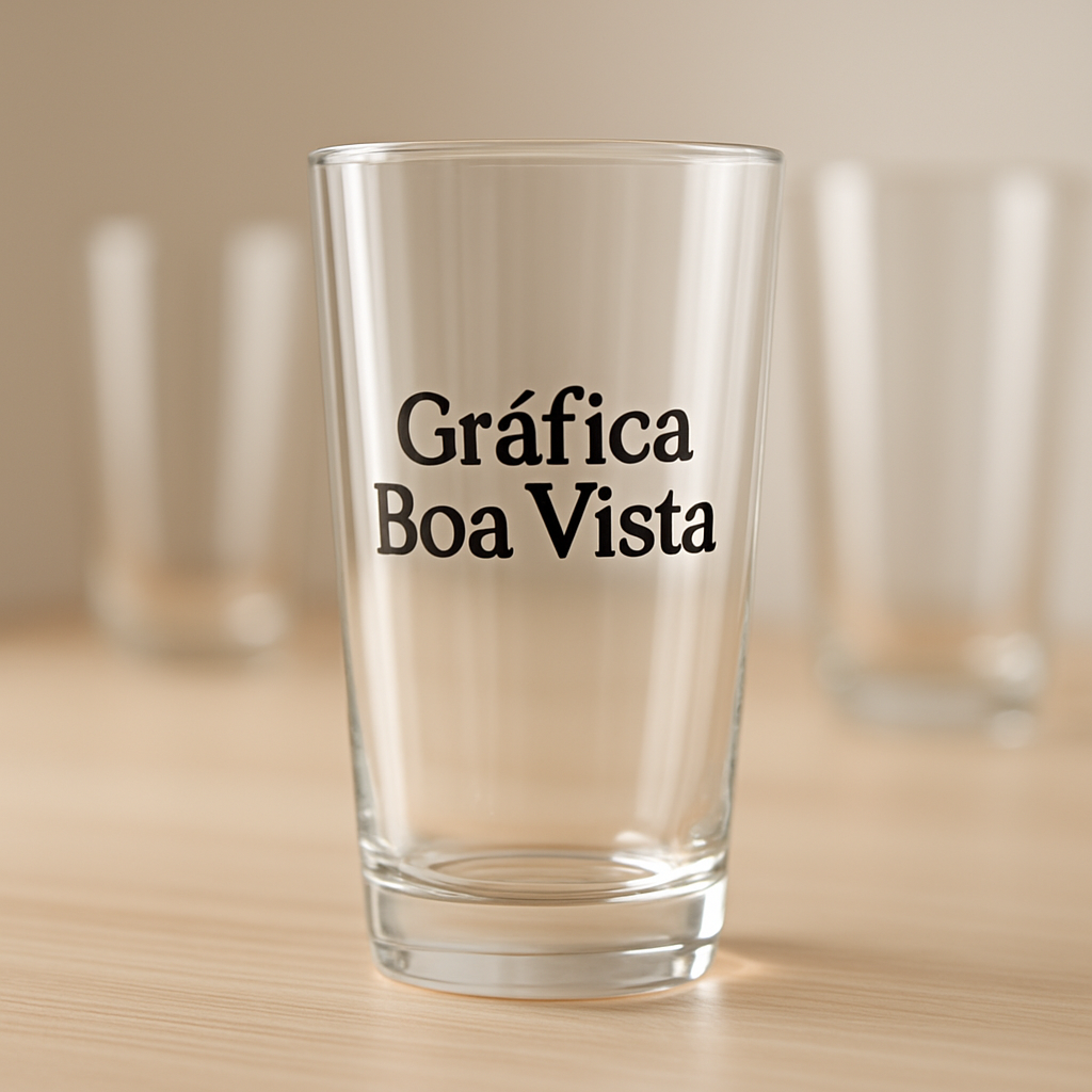 Copo Long Drink personalizado em ambiente de gráfica, com foco no acabamento e na produção