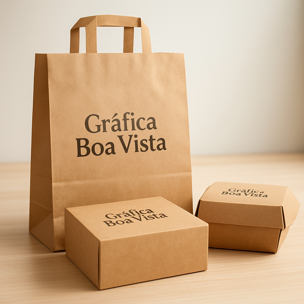 Embalagens para delivery personalizadas em ambiente de gráfica, em Curitiba/PR