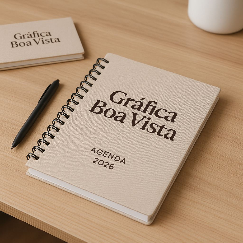 Agenda 2026 em uma recepção de clínica, com aparência profissional e organizada
