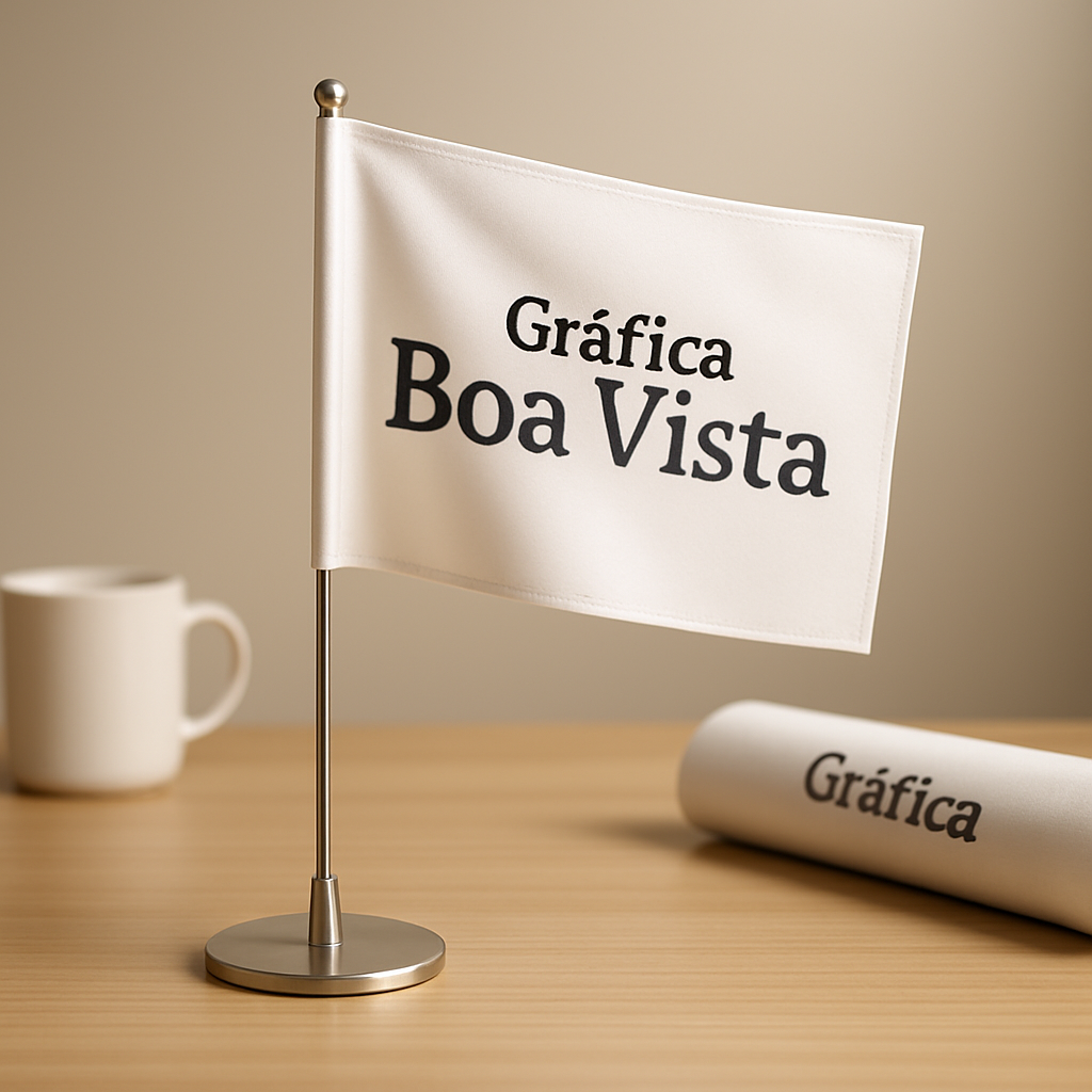 Fachada de clínica moderna com bandeira personalizada destacando a entrada