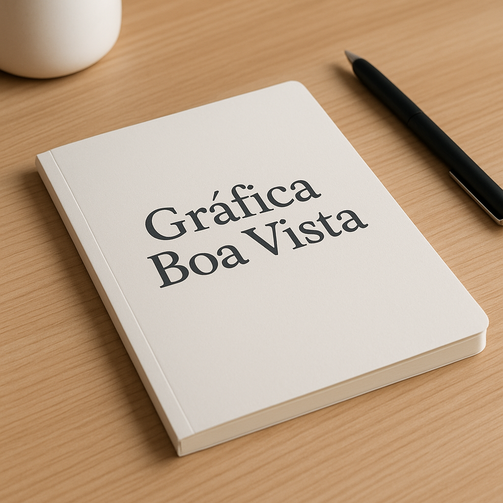 Caderno brochura profissional sobre uma mesa de clínica moderna, com visual limpo e aparência corporativa