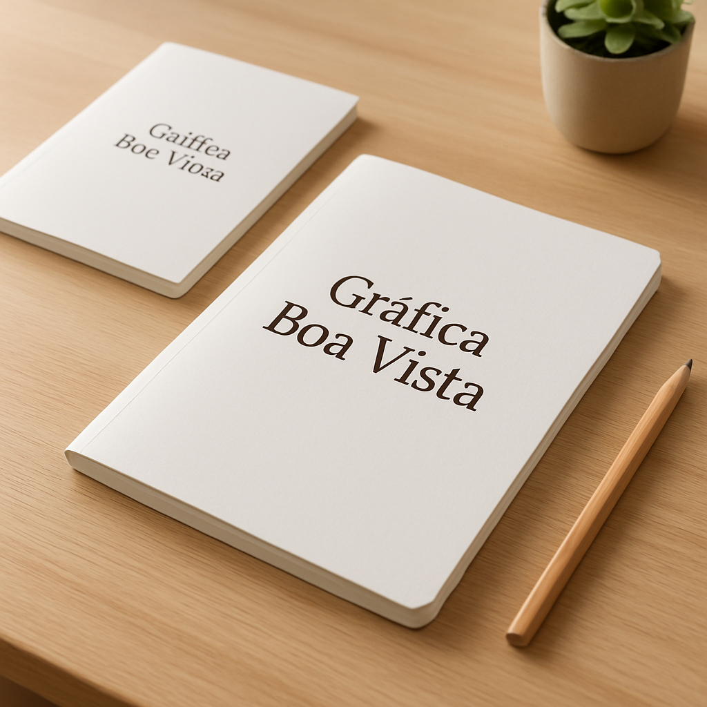 Caderno brochura profissional sobre uma mesa de clínica moderna, com visual limpo e aparência corporativa