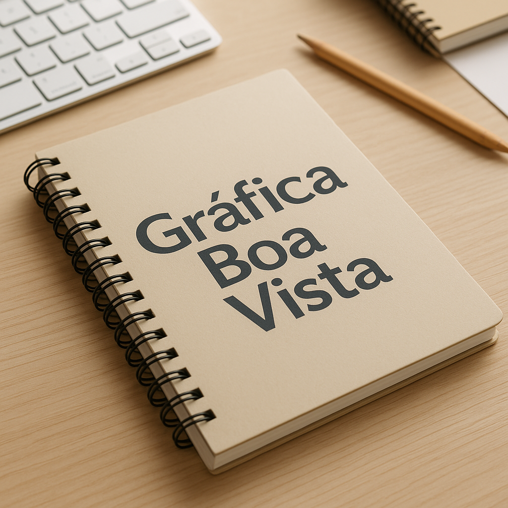 Caderno personalizado em mesa de clínica moderna com visual profissional
