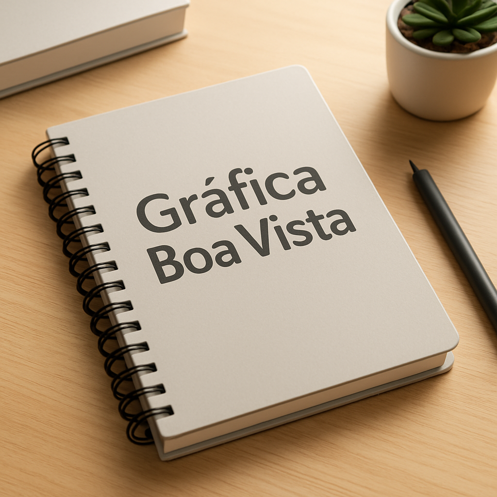 Caderno personalizado em mesa de clínica moderna com visual profissional