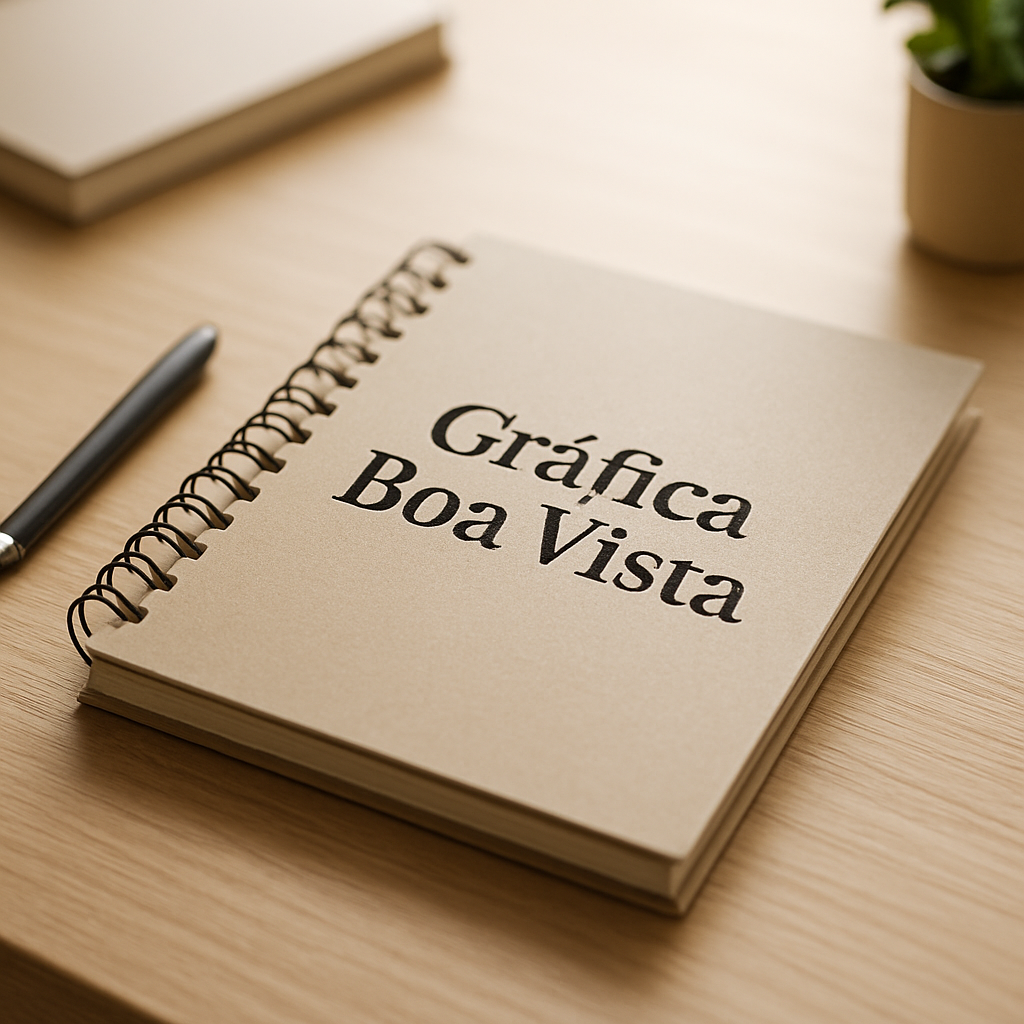 Caderno personalizado em mesa de clínica moderna com visual profissional