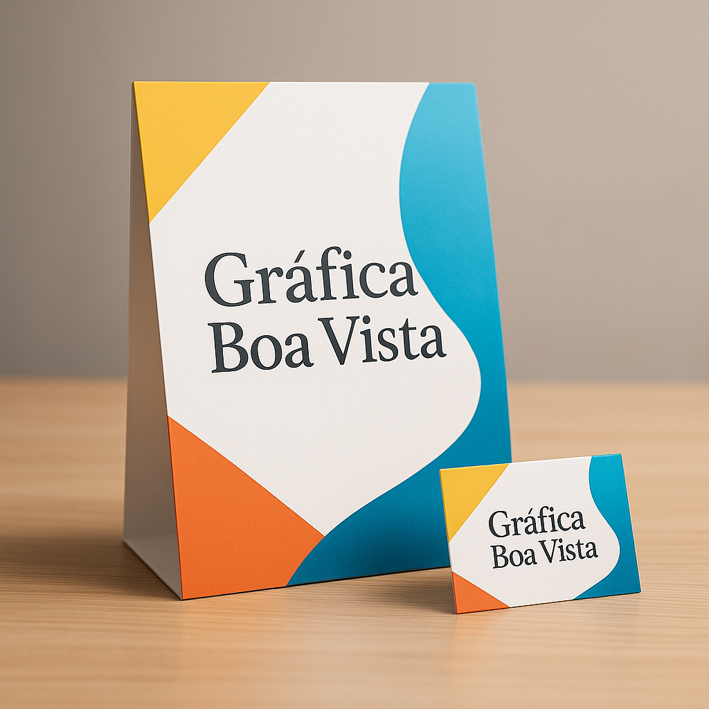 Display de Balcão em recepção de clínica, com comunicação visual profissional e ambiente limpo