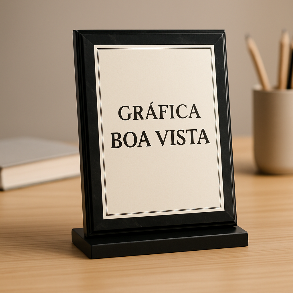 Placa de Homenagem em recepção de clínica moderna com visual elegante