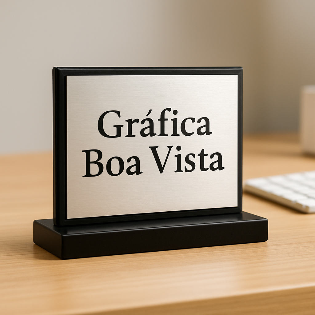 Placa de Homenagem em recepção de clínica moderna com visual elegante